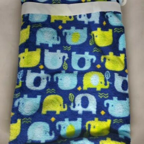 Zak and Zoey Soft and Snuggly Blanket 30x30 Blue with Blue and Green Elephants - Picture 2 of 2